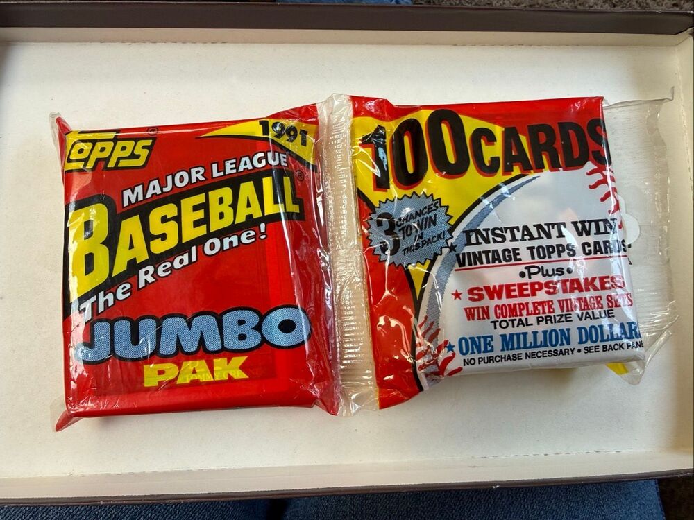 1991 Topps Baseball Jumbo Pak 100 Cards Factory Sealed Vintage MLB Unopened - Picture 2 of 8